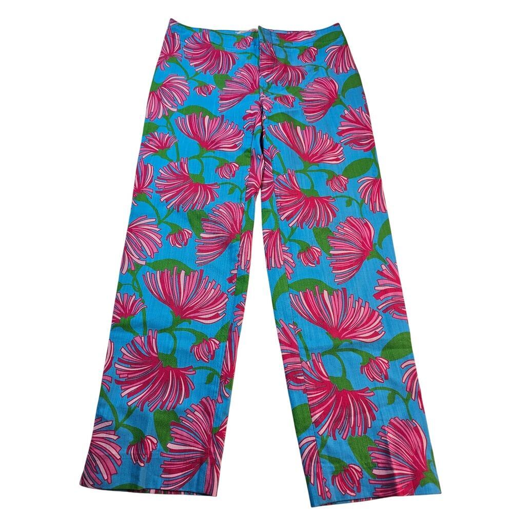 Lilly Pulitzer rare pattern resort fit original bright blue pink floral sz 2 EUC
